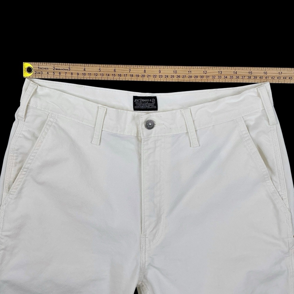 Levis‎ Pants Men 34x36 (ACTUAL 32x31.5) Ivory White Carpenter Twill Straight - Picture 13 of 15